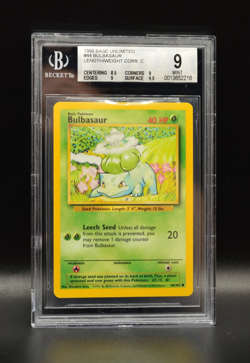 Bulbasaur 1999 Pokemon Base Set Unlimited #44 WOTC BGS 9 PSA Chipped Slab - Image 1