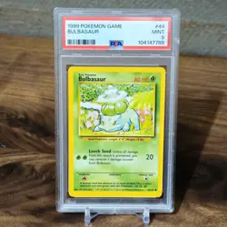 1999 POKEMON BASE SET UNLIMITED #44 BULBASAUR PSA 9 MINT - Image 1
