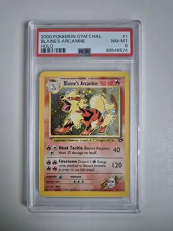 PSA 8 Blaine's Arcanine 1/132 Gym Challenge Holo WOTC Vintage Pokemon NM-MT - Image 1
