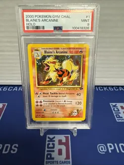 PSA 9 - Blaine’s Arcanine 1/132 Gym Challenge Holo Rare Pokemon Card W/swirl - Image 1