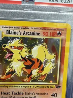 PSA 9 - Blaine’s Arcanine 1/132 Gym Challenge Holo Rare Pokemon Card W/swirl - Image 3