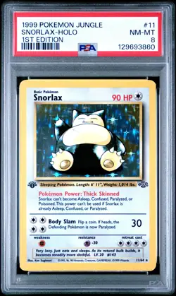 1999 Pokemon Jungle 1st Edition Snorlax-Holo 8 PSA #11 - Image 1
