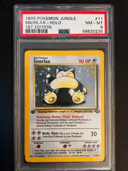 Pokemon Snorlax 11/64 1st Edition Holo Jungle 11/64 WOTC 1999 - PSA 8 NM - Image 1