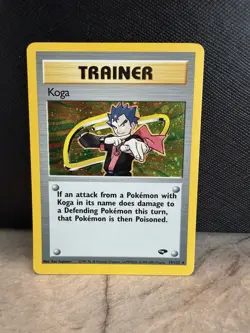Pokemon TCG Koga Gym Challenge Trainer Holo Card 19/132 NM - Image 1