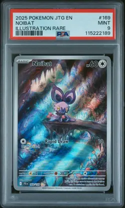 2025 POKEMON JTG EN-JOURNEY TOGETHER ILLUSTRATION RARE #169 NOIBAT PSA 9 - Image 1