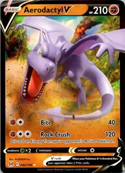 Pokemon TCG Aerodactyl V Lost Origin 092/196 Holo Ultra Rare NM (SKU 1-3) - Image 1