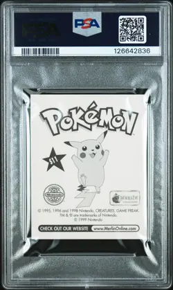 1999 MERLIN POKEMON #S11 MEOWTH-PRISM PSA 8 - Image 2