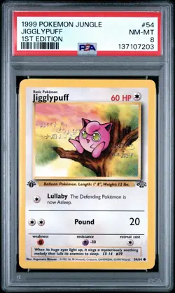 1999 Pokemon Jungle Jigglypuff 1st Edition Psa 8 - Image 1