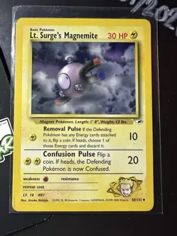 Lt. Surge’s Magnemite 50/132, Gym Heroes, Pokemon TCG, 2000, Vintage, WOTC, NM - Image 1