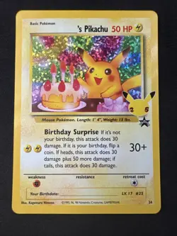 Birthday Pikachu 24/53 Celebrations: Classic Collection Holo Pokemon - Image 1