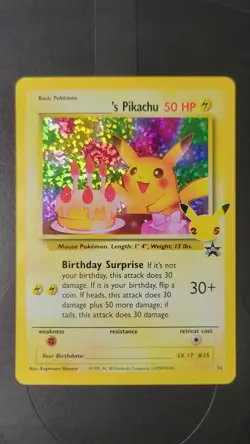 Birthday Pikachu 24/53 Celebrations: Classic Collection Holo Pokemon NM - Image 1