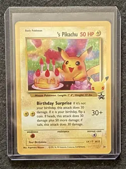 Birthday Pikachu 24/53 Celebrations: Classic Collection Holo Pokemon NM - Image 1