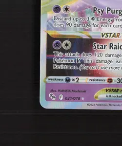 Mewtwo VSTAR 031/078 Pokemon GO Ultra Rare Holo Pokemon Card NM - Image 5