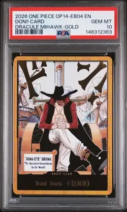 PSA 10 DON!! Card (Dracule Mihawk) (Gold) The Azure Sea's Seven Foil - Image 1