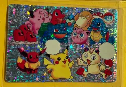 💥 EEVEE PIKACHU MEOWTH Vintage Prism Holo Sticker Card Anime Collectible 💥 - Image 1