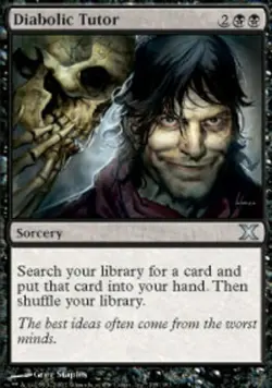 Heavy Play, English MTG Regular Diabolic Tutor 10th Edition Magic the Gathering - Image 1