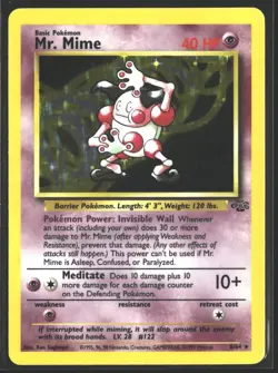1999 Pokemon Mr. Mime 6/64 Pokemon Card TCG Jungle Unlimited Holo Foil - Image 1