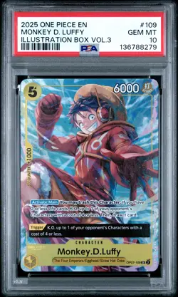 2025 ONE PIECE PROMOS ILLUSTRATION BOX VOL.3 #109 MONKEY D. LUFFY PSA 10 - Image 1