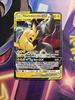 Pikachu & Zekrom GX Pokemon Sun & Moon Team Up Ultra Rare 33/181 English LP+ - Image 1