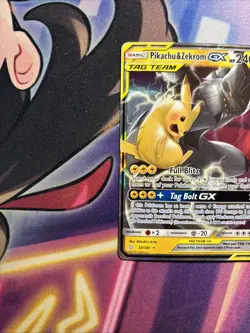 Pikachu & Zekrom GX Pokemon Sun & Moon Team Up Ultra Rare 33/181 English LP+ - Image 2