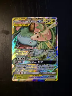Pokemon Card Holo Ultra Rare Venusaur & Snivy GX 1/236 Cosmic Eclipse Tag Team - Image 1