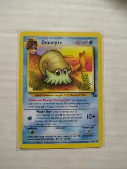 Pokemon TCG Omanyte Fossil 52/62 Regular Unlimited Common - Image 1