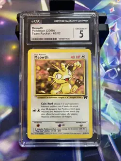CGC 5 NM/MINT+ Meowth Team Rocket 2000 Pokemon WOTC 62/82 - Image 1