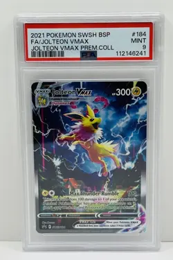 🔥2021 Pokemon SWSH Black Star Promo #184 Full Art Jolteon VMAX PSA 9! Mint!🔥 - Image 1
