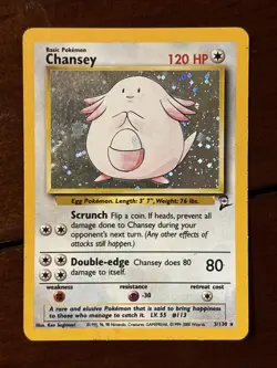Pokemon Base Set 2 Chansey 3/130 Holo Rare HP - Image 1