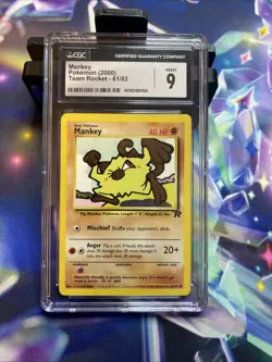 Pokemon Team Rocket Unlimited Mankey 61/82 Common CGC 9 - Image 1