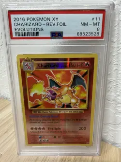 2016 POKEMON XY EVOLUTIONS #11 CHARIZARD-REV.FOIL EVOLUTIONS PSA 8 - Image 1