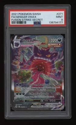 2021 Pokemon Fusion Strike PSA 9 GENGAR VMAX Full Art Secret Rare #271 *NICE* - Image 1