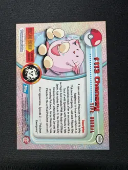 2000 Pokemon CHANSEY #113 Topps Blue Logo TV Animation - Image 5