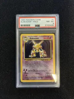 1999 POKEMON BASE SET UNLIMITED #1 ALAKAZAM-HOLO PSA 8 NEAR MINT - Image 1