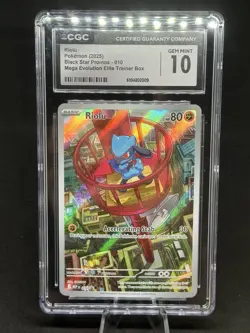 Pokemon TCG Riolu Illustration Promo 010 Mega Evolution ETB CGC 10 GEM MINT - Image 1