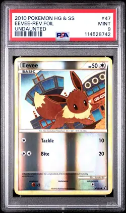 2010 Pokemon HG & SS Undaunted #48 Eevee Reverse Foil PSA 9 MINT POP 12 - Image 1