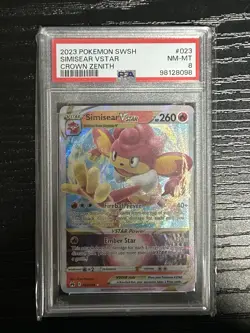 2023 POKEMON SWORD & SHIELD CROWN ZENITH #023 SIMISEAR VSTAR PSA 8 - Image 1