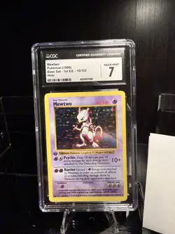 1999 Pokemon Base Set 1st Edition Shadowless Holo Mewtwo CGC 7 #10/102 - Image 2