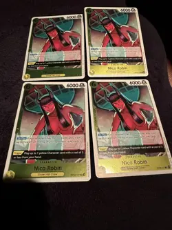 Nico Robin OP09-107 One Piece TCG English Near Mint Foil Playset (4x Copies) - Image 1