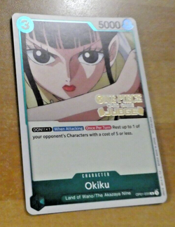 ONE PIECE ENGLISH CARD RARE JUDGE GAME CARTE PROMO HOLO Okiku OP01-035 EN NEUF - Image 1