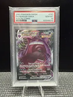 2021 Pokemon Sword & Shield Fusion Strike Gengar VMAX #157 FA PSA 10 GEM MINT - Image 1