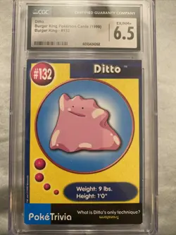 Ditto Pokemon #132 1999 Burger King Perforated PSA 8 Near Mint! Graded Game Card - Image 1
