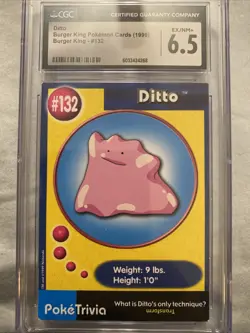 Ditto Pokemon #132 1999 Burger King Perforated PSA 8 Near Mint! Graded Game Card - Image 2