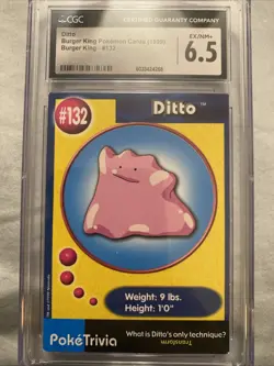 Ditto Pokemon #132 1999 Burger King Perforated PSA 8 Near Mint! Graded Game Card - Image 3