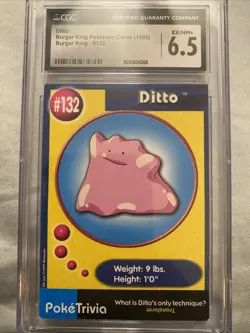 Ditto Pokemon #132 1999 Burger King Perforated PSA 8 Near Mint! Graded Game Card - Image 4