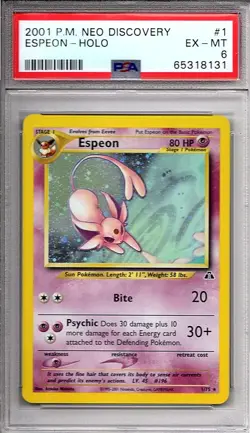 PSA 6 Espeon Holo 1/75 Neo Discovery 2001 Pokemon TCG - Image 1