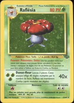 2000 Pokemon FRENCH Unlimited Jungle Raflesia-Vileplume Holo 15/64 EX-MT - Image 1