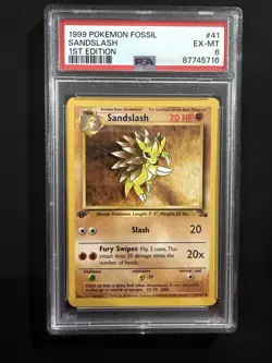 1999 Pokemon Sandslash 41/62 1st Edition Fossil PSA 6 - Image 1