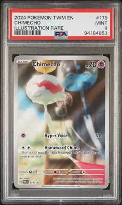PSA 9 MINT 2024 POKEMON CHIMECHO ILLUSTARTION RARE TWLIGHT MASQUERADE #179 ENG - Image 1
