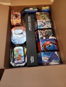 Random Lot Of Empty Pokemon Tins And Arceus Vstar Collection - Image 3